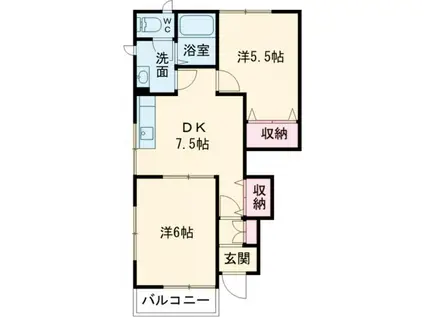 LA-LA HOUSEII(2DK/1階)の間取り写真