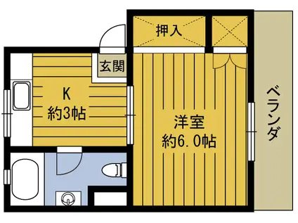 コスモタウン大道(1K/3階)の間取り写真