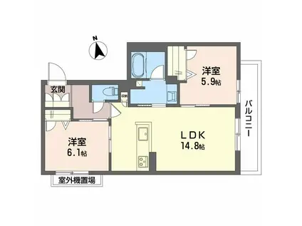 ラ カーサ 和(2LDK/3階)の間取り写真