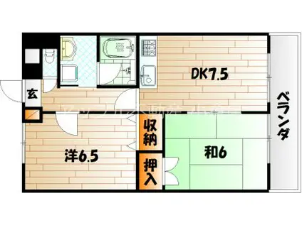 足立インターハイツ(2LDK/4階)の間取り写真