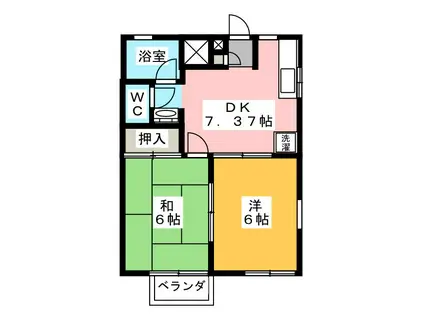 コーポ・ブルーメB(2DK/1階)の間取り写真