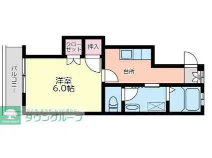 富士見ハイツA棟(1K/2階)の間取り写真