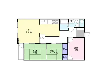 逗子ホワイトハウス(3LDK/4階)の間取り写真