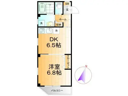 レスタージュ(1DK/1階)の間取り写真