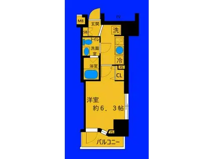 ディアレイシャス横浜ウエスト(1K/10階)の間取り写真