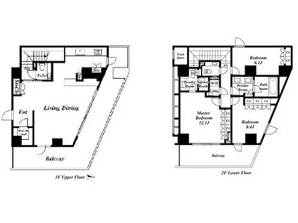 フォレストテラス鳥居坂(3LDK/3階)の間取り写真