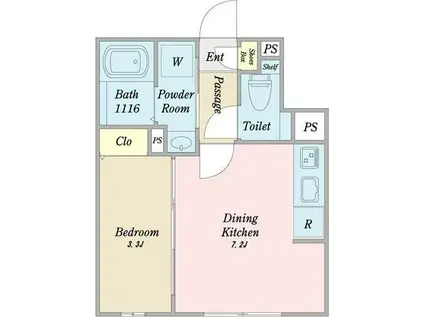 LUORE池下(1DK/4階)の間取り写真