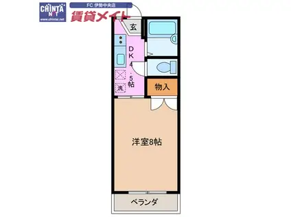 スリーベル(1DK/2階)の間取り写真