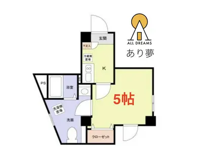 ブルーライトヨコハマ(1K/1階)の間取り写真