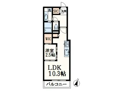 DROOM南大沢(1LDK/1階)の間取り写真