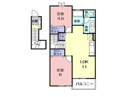 リファインドヴィラI(2LDK/2階)の間取り写真