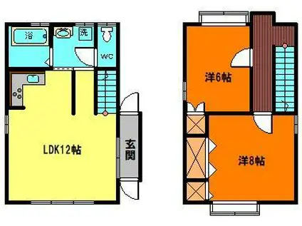 工友荘C(2LDK/1階)の間取り写真