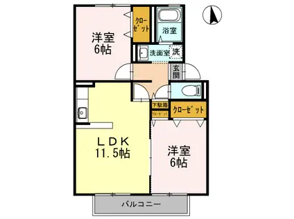 サンコーポ塩津B棟(2LDK/2階)の間取り写真