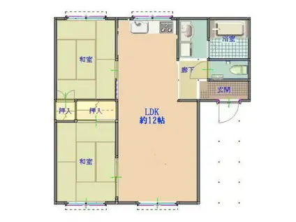 ノースヒルズ(2LDK/1階)の間取り写真