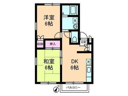 エステートピア・U2号棟(2DK/2階)の間取り写真