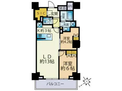 ザ・パークハウス三田ガーデン タワー棟(2LDK/8階)の間取り写真