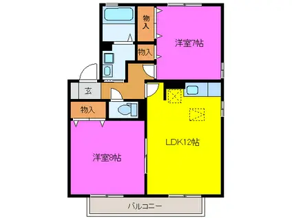 ラフィーネA(2LDK/2階)の間取り写真