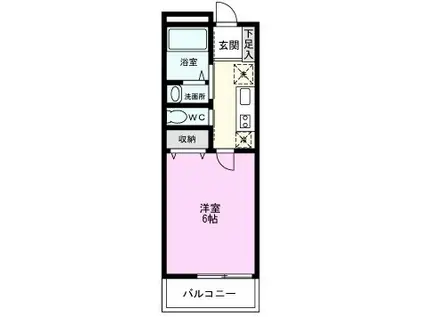 ウエストガーデン吉川木売(1K/2階)の間取り写真