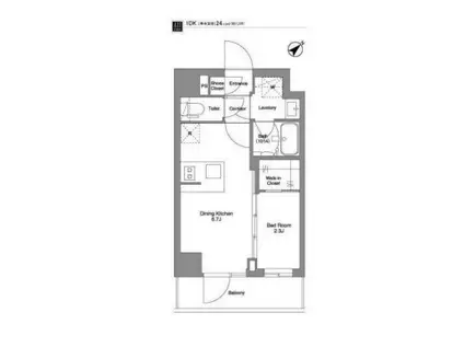 ビーピーアールレジデンスモトマチ ベイ サイド(1DK/2階)の間取り写真