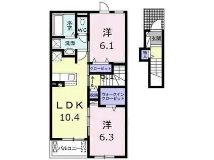 サンフォレストA棟(2LDK/2階)の間取り写真