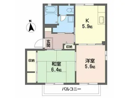 グリーンフィールド成出A(2K/1階)の間取り写真