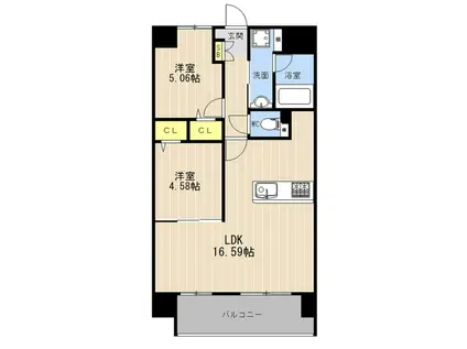 LIBTH菊陽II(2LDK/13階)の間取り写真