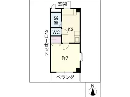テクト大清水(1K/3階)の間取り写真