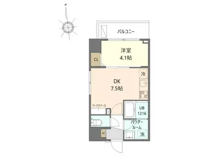 マイシティ厚木中町(1DK/8階)の間取り写真