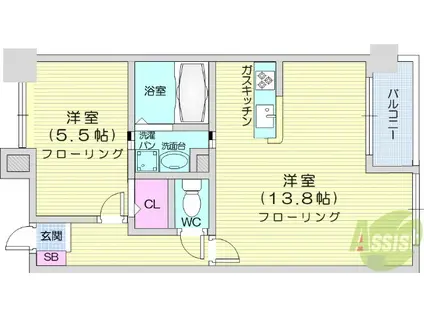 レヴァンテ(1LDK/8階)の間取り写真