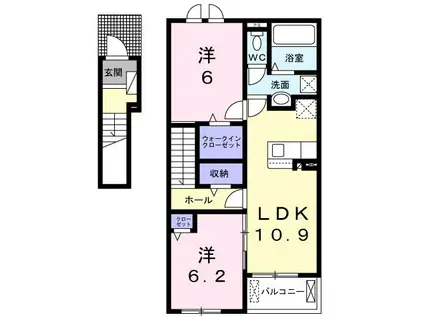 ハミングたるさか A(2LDK/2階)の間取り写真