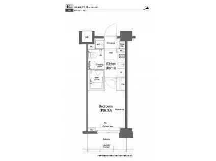 プラウドフラット鶴見II(1K/3階)の間取り写真