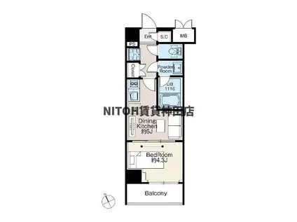 ベルファース西早稲田(1DK/2階)の間取り写真