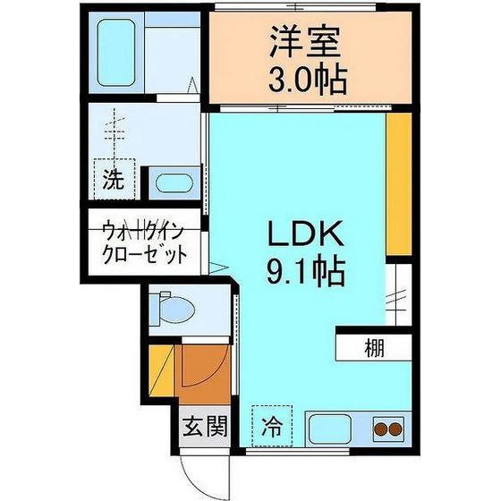 HERIOS中川原ドゥ(1LDK/1階)の間取り写真