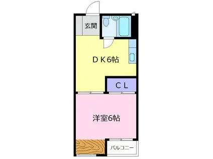 ニューハイツ松川(1DK/1階)の間取り写真