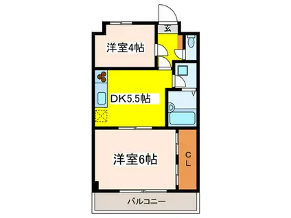 ユーレジデンス三鷹(2DK/1階)の間取り写真