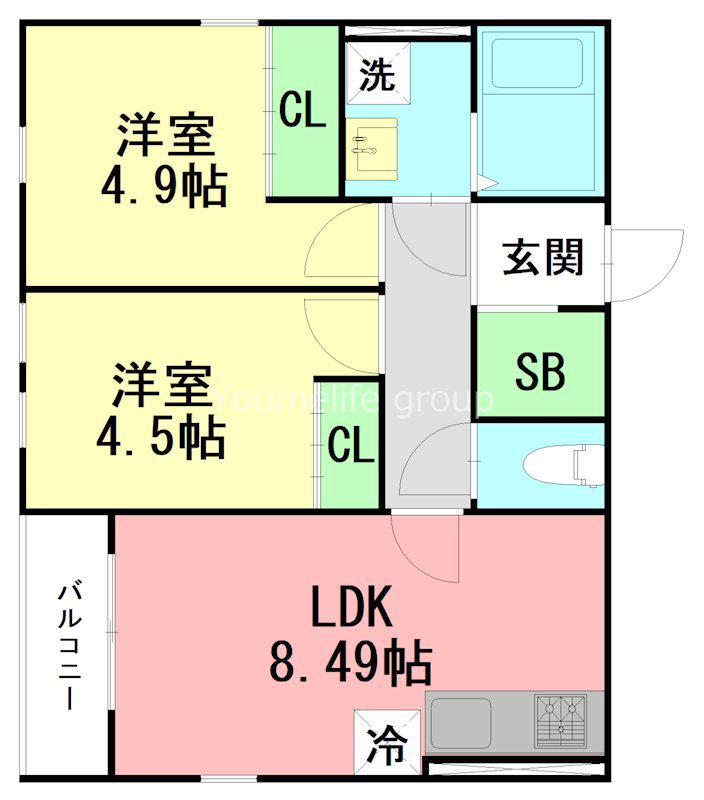 NS ROOM(2LDK/2階)の間取り写真