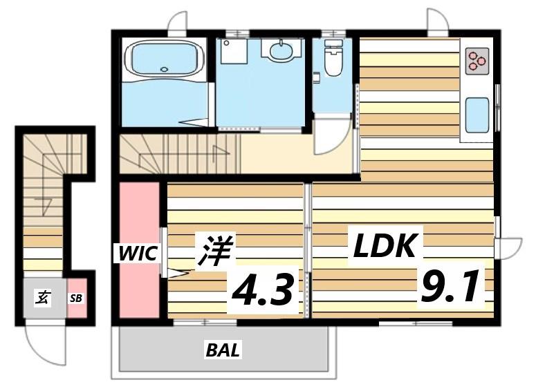 サンピース(1LDK/2階)の間取り写真