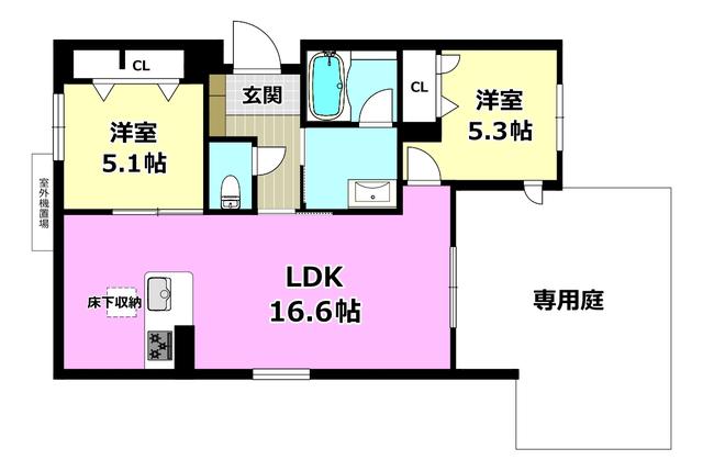 パルコートII(2LDK/1階)の間取り写真
