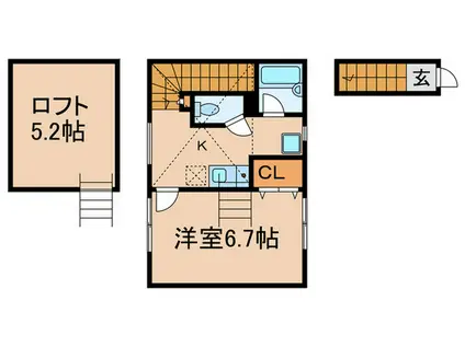 クレアール(1K/2階)の間取り写真