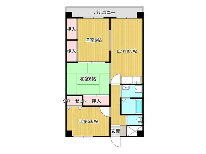 パティオス森(3LDK/5階)の間取り写真