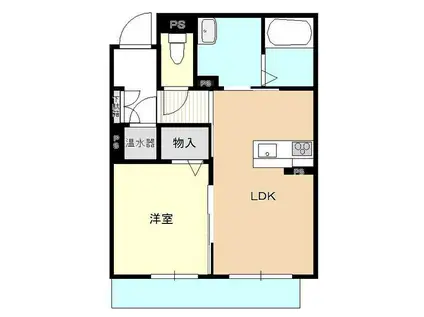 ヒルズエルドラード(1LDK/2階)の間取り写真