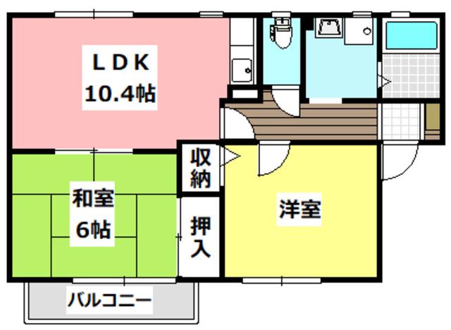 フィールドヴィレッジ(2LDK/1階)の間取り写真
