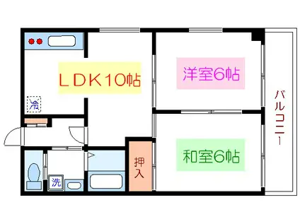 サンモール住吉(2LDK/4階)の間取り写真