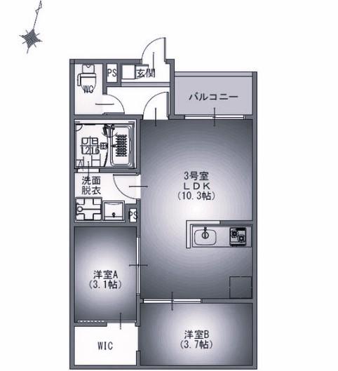 REGALEST道徳駅前(2LDK/2階)の間取り写真