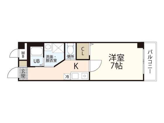 CASA&MICHIROOM戸坂桜上(1K/3階)の間取り写真