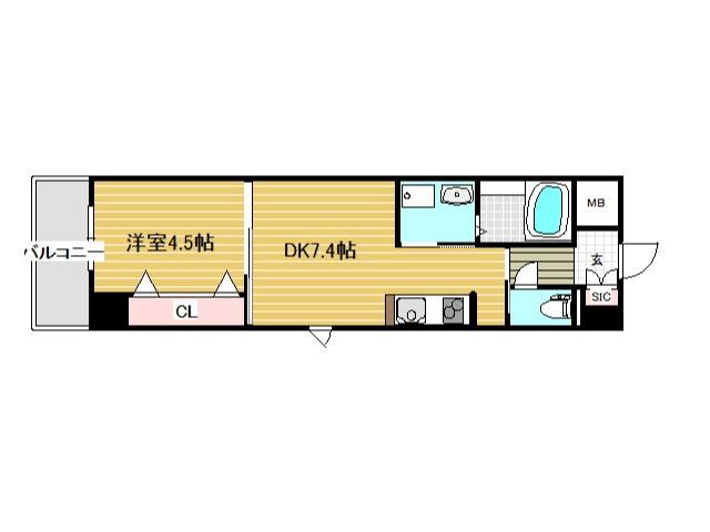 リアライズ深井駅前(1DK/7階)の間取り写真