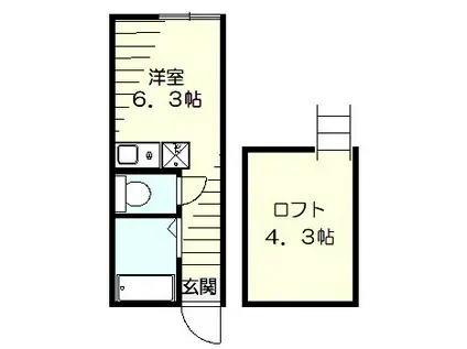 ユナイト元住吉モンゴメリーの杜(ワンルーム/2階)の間取り写真