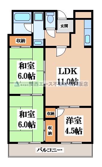 ハピネス39(3LDK/2階)の間取り写真