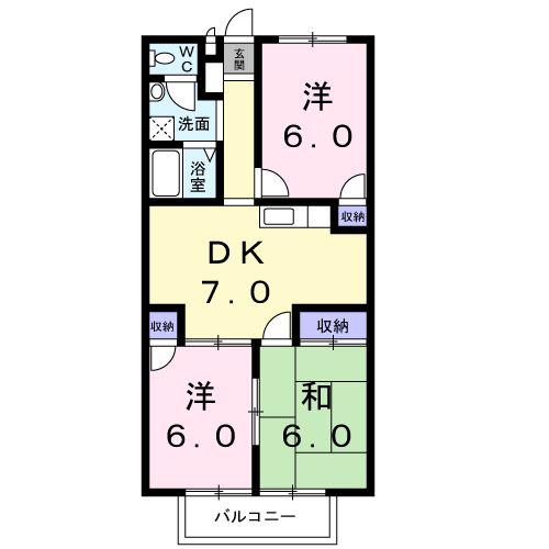 フォブールハピネス(3DK/2階)の間取り写真