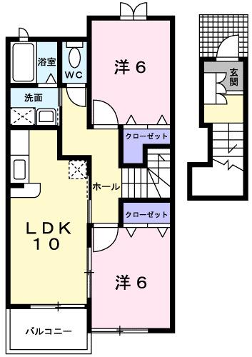 アプリコット(2LDK/2階)の間取り写真